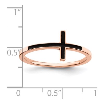 Rose Gold-Plated Sterling Silver Sideways Cross Ring – view 4