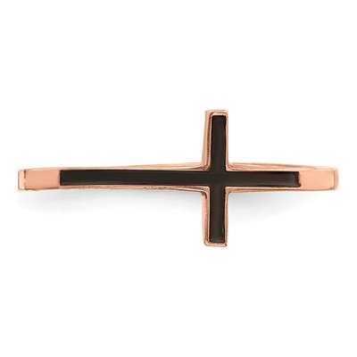 Rose Gold-Plated Sterling Silver Sideways Cross Ring – view 6