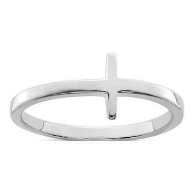Sterling Silver Sideways Cross Ring
