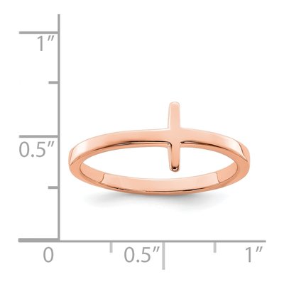Rose Gold-Plated Sterling Silver Sideways Cross Ring – view 4