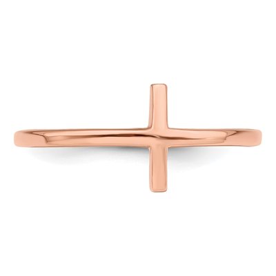 Rose Gold-Plated Sterling Silver Sideways Cross Ring – view 6