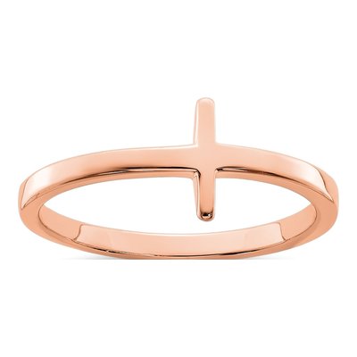Rose Gold-Plated Sterling Silver Sideways Cross Ring