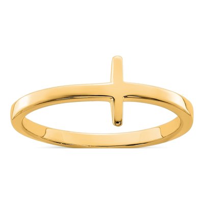 Gold-Plated Sterling Silver Sideways Cross Ring