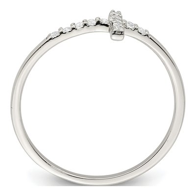 Sterling Silver CZ Sideways Cross Ring – view 3