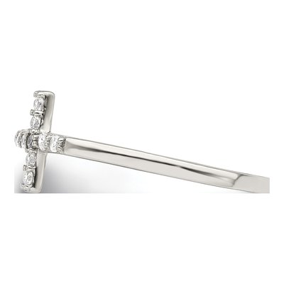 Sterling Silver CZ Sideways Cross Ring – view 5
