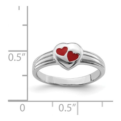 Sterling Silver Girls' Red Enamel Heart Ring – view 5