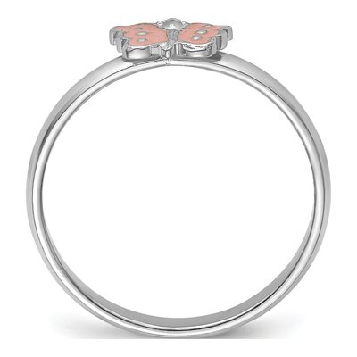 Sterling Silver Girls' Pink Enamel Butterfly Ring – view 3