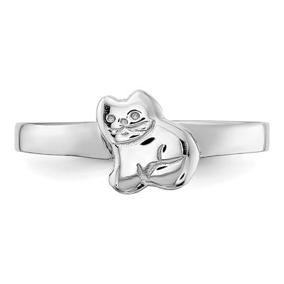 Sterling Silver Girls' Kitty Cat Ring – view 6