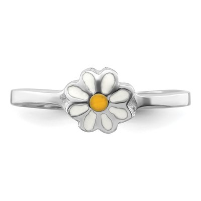 Sterling Silver Girls' Enamel Daisy Ring – view 6