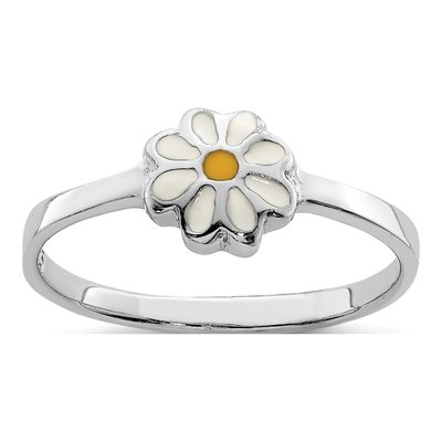 Sterling Silver Girls' Enamel Daisy Ring