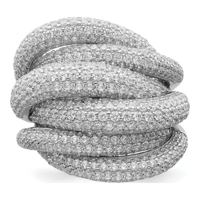 Sterling Silver CZ Pave Statement Ring – view 6