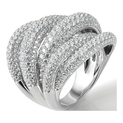 Sterling Silver CZ Pave Statement Ring – view 8