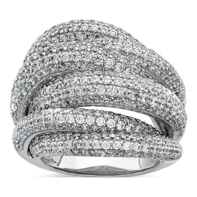 Sterling Silver CZ Pave Statement Ring