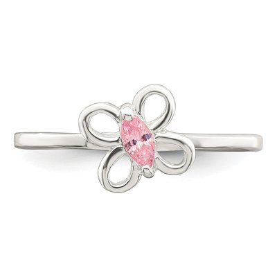 Sterling Silver CZ Girls' Butterfly Ring – view 6