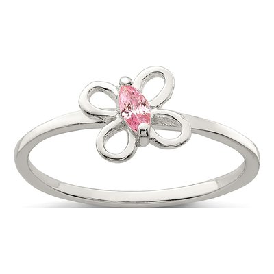 Sterling Silver CZ Girls' Butterfly Ring