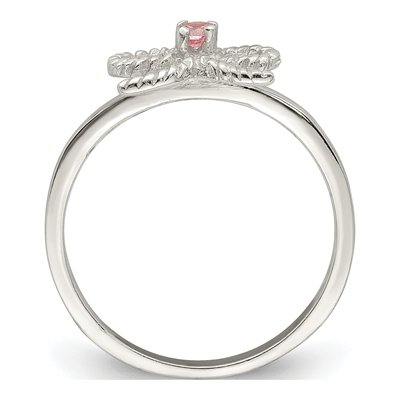 Sterling Silver CZ Bow for Girls Ring – view 3
