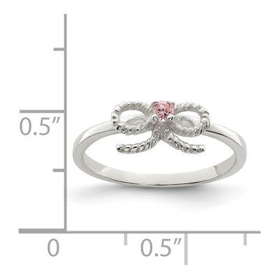 Sterling Silver CZ Bow for Girls Ring – view 5