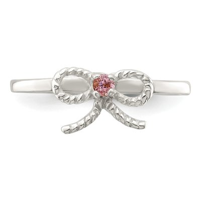 Sterling Silver CZ Bow for Girls Ring – view 6