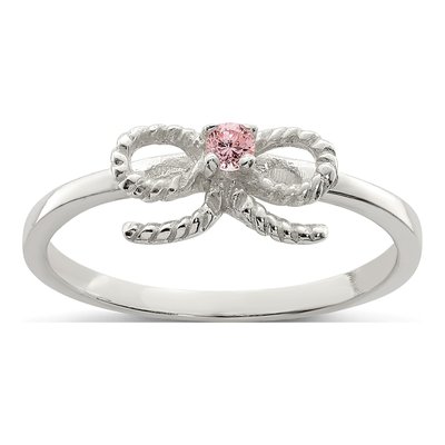 Sterling Silver CZ Bow for Girls Ring