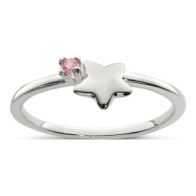 Sterling Silver CZ Girl's Star Ring