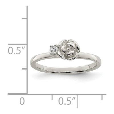 Sterling Silver CZ Kids' Clear Ring – view 5