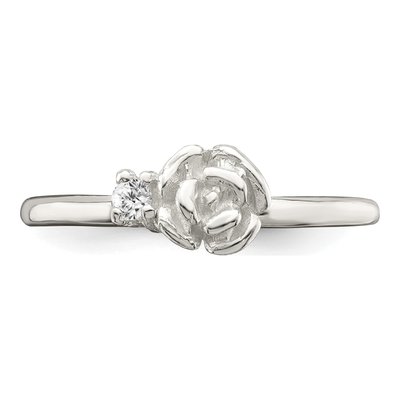 Sterling Silver CZ Kids' Clear Ring – view 6