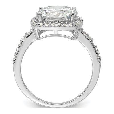 Sterling Silver CZ Square Halo Engagement Ring – view 3
