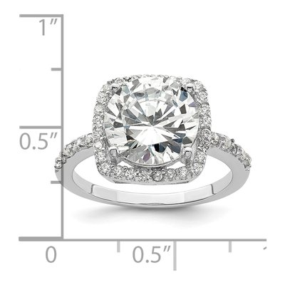 Sterling Silver CZ Square Halo Engagement Ring – view 5