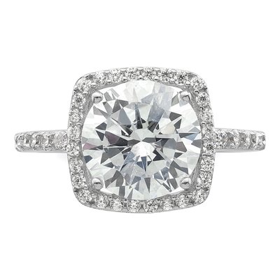 Sterling Silver CZ Square Halo Engagement Ring – view 6