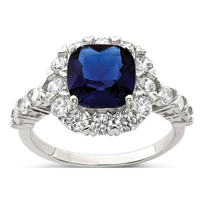 Sterling Silver CZ Glass Ring