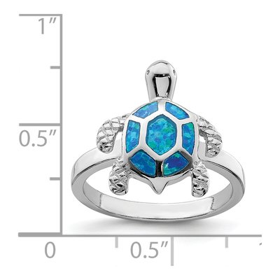 Sterling Silver Lab-Created Opal Turtle Ring – view 4