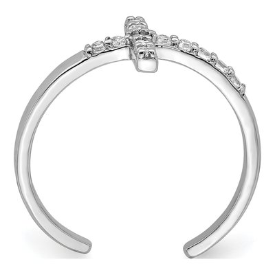 Sterling Silver CZ Cross Toe Ring – view 3
