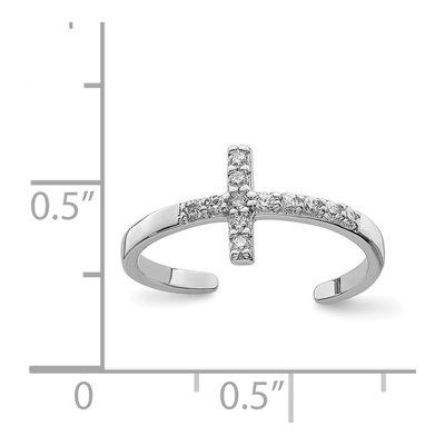 Sterling Silver CZ Cross Toe Ring – view 5