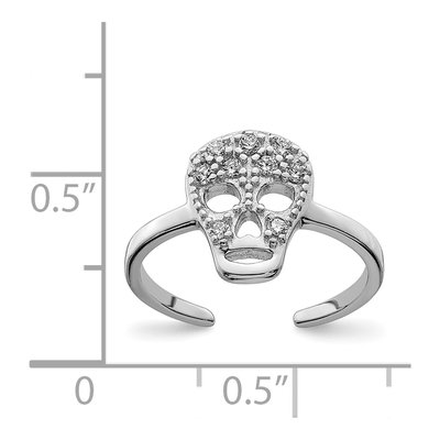 Sterling Silver CZ Skull Toe Ring – view 5