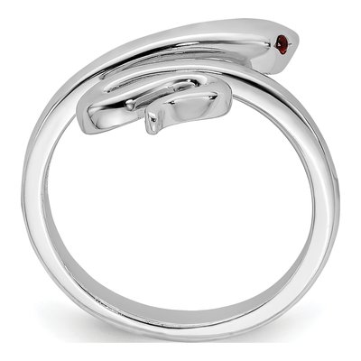 Sterling Silver Lab-Created Ruby Snake Toe Ring – view 3
