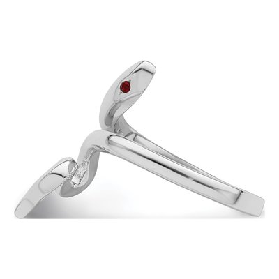 Sterling Silver Lab-Created Ruby Snake Toe Ring – view 4