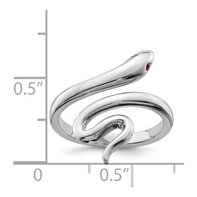 Sterling Silver Lab-Created Ruby Snake Toe Ring – view 5
