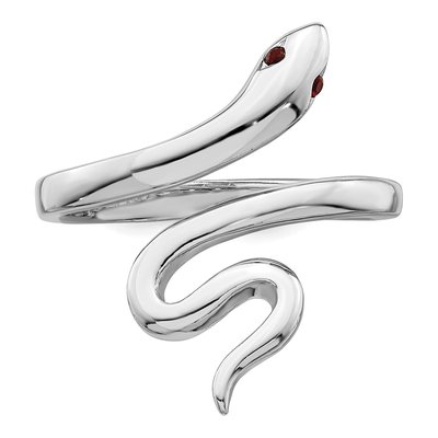 Sterling Silver Lab-Created Ruby Snake Toe Ring – view 6