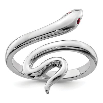 Sterling Silver Lab-Created Ruby Snake Toe Ring