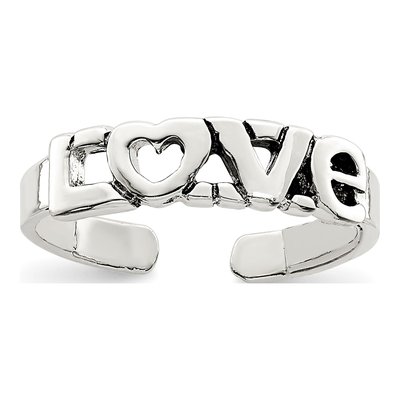 Sterling Silver Antiqued LOVE Toe Ring