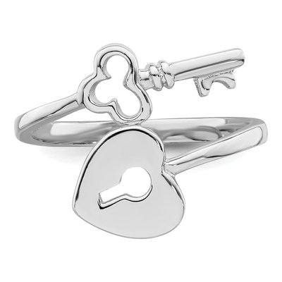 Sterling Silver Heart Lock Key Toe Ring – view 6