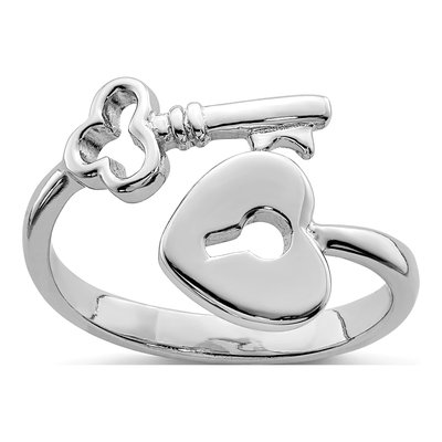 Sterling Silver Heart Lock Key Toe Ring