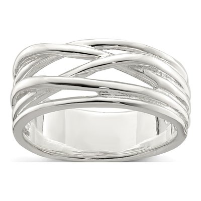 Sterling Silver 6mm 5-Band Intersecting Band