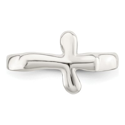 Sterling Silver Tiny Freeform Cross Ring – view 6