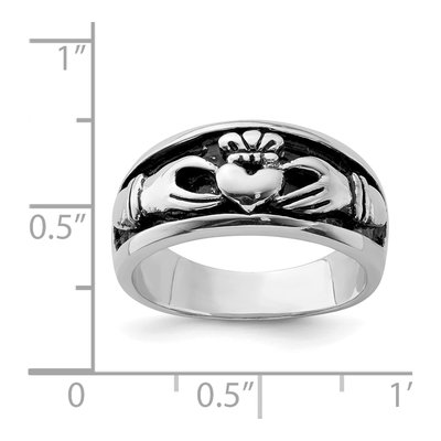 Sterling Silver Antiqued Claddagh Ring – view 5