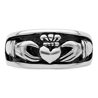 Sterling Silver Antiqued Claddagh Ring – view 6