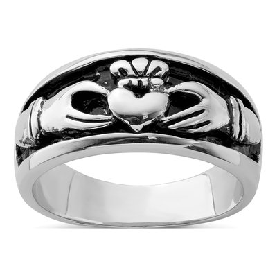 Sterling Silver Antiqued Claddagh Ring