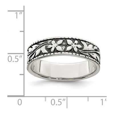 Sterling Silver Antiqued Floral Ring – view 5