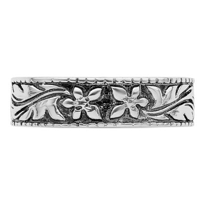 Sterling Silver Antiqued Floral Ring – view 6
