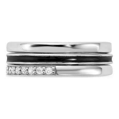 Sterling Silver Enamel & CZ Ring Set of 3 – view 4